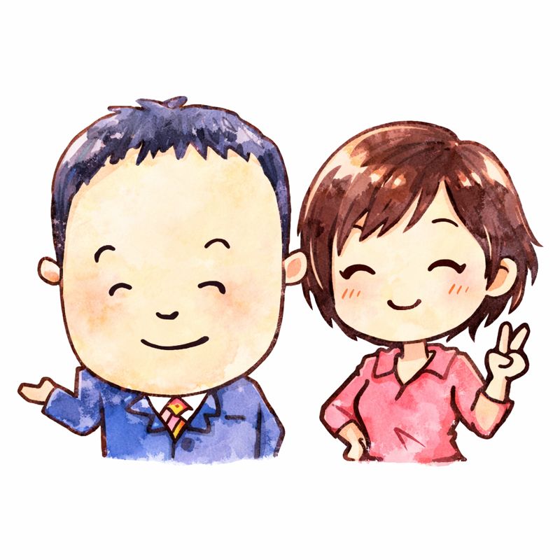 チームなまたまごの池上と森光の似顔絵